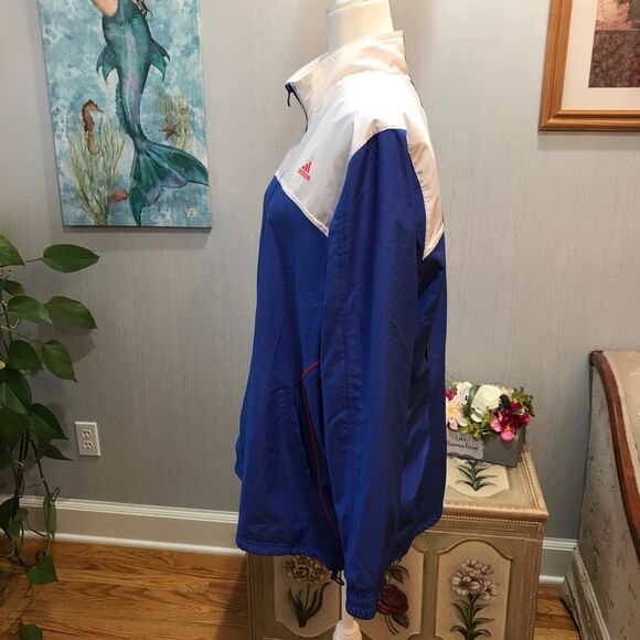 Vintage Adidas Mesh Lined Windbreaker Jacket Bue White Sz XL - Picture 4 of 16